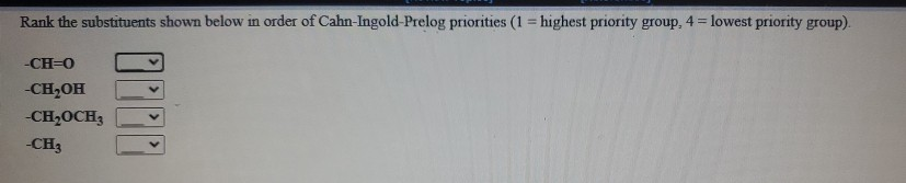 Solved Rank The Substituents Shown Below In Order Of Chegg