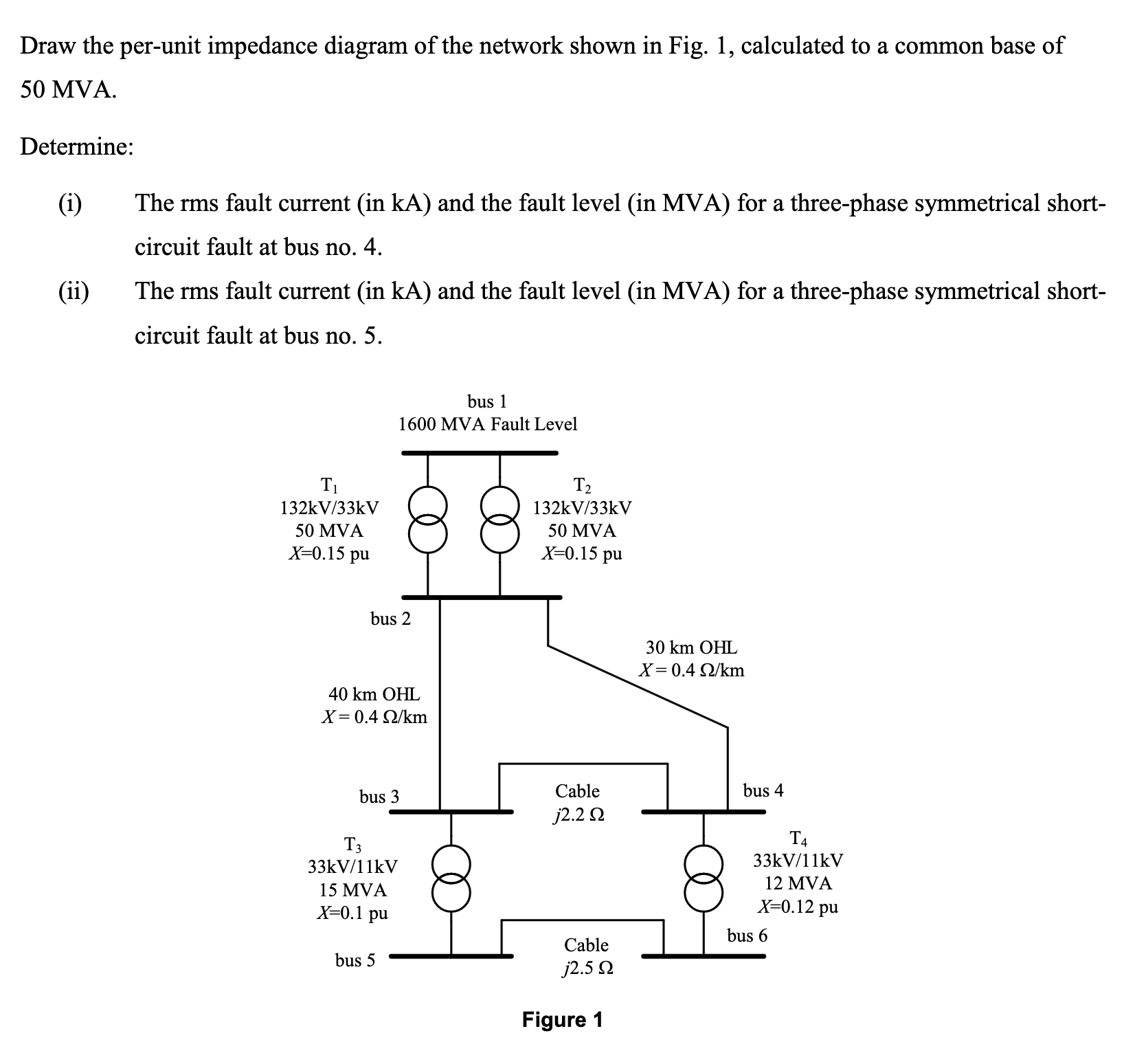 Solved Draw The Per Unit Impedance Diagram Of The Network Chegg