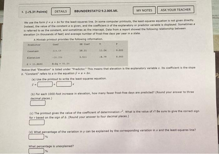 Solved DETAILS BBUNDERSTAT12 9 2 005 MI 5 75 31 Points Chegg