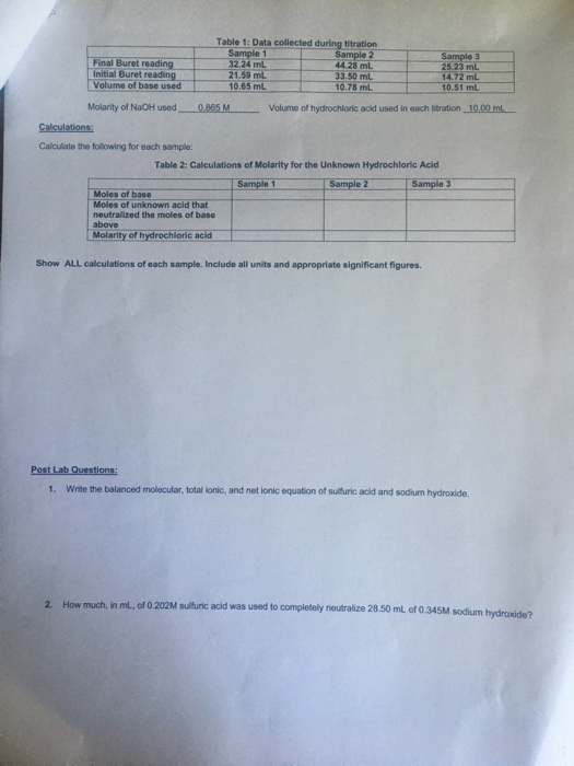 Solved Final Buret Reading Initial Buret Reading Volume Of Chegg