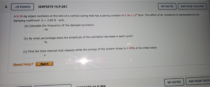 Solved 5 5 POINTS SERPSET9 15 P 047 MY NOTES ASK YOUR Chegg