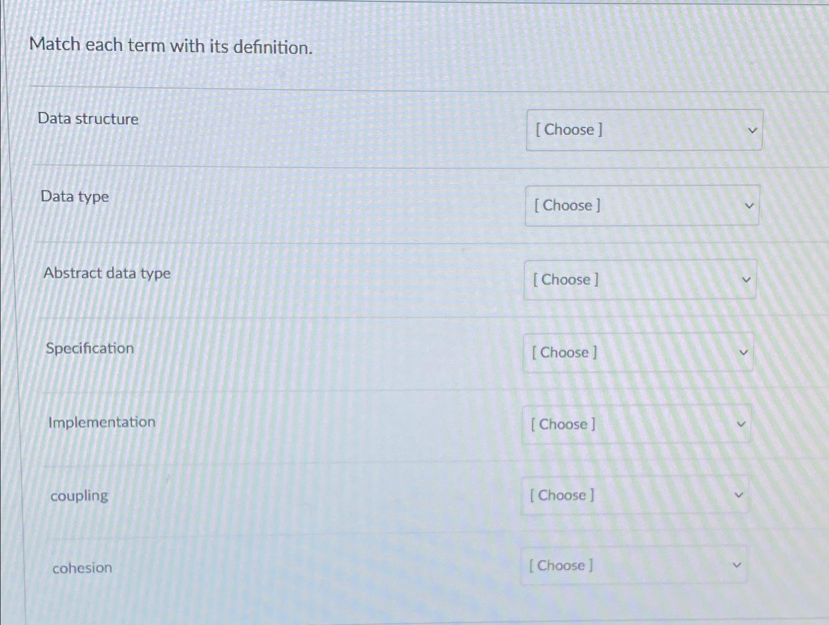 Solved Match Each Term With Its Definition Data Chegg