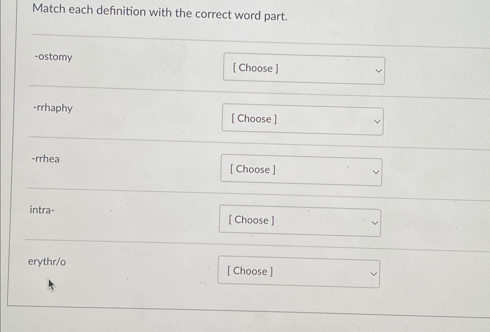 Solved Match Each Definition With The Correct Word Chegg