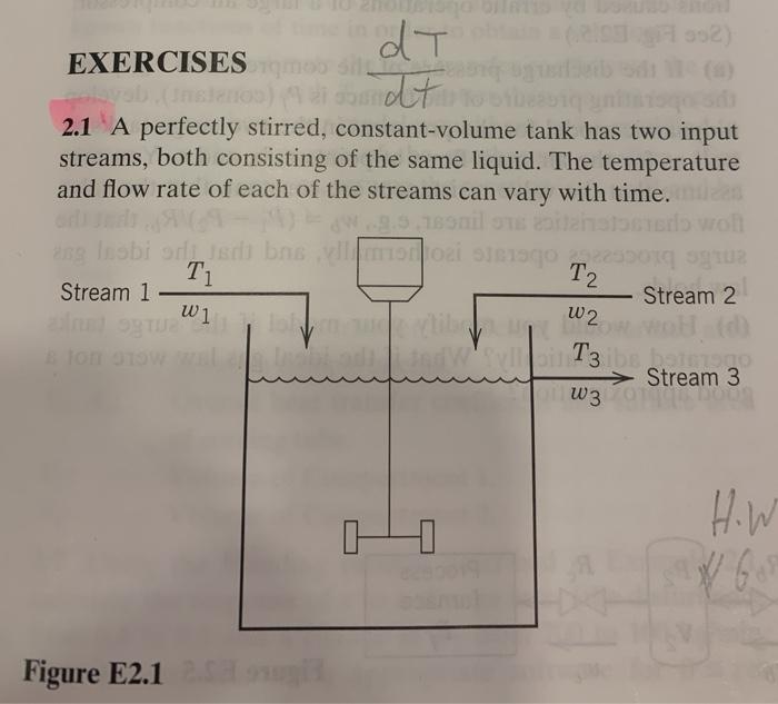 Solved In Dt Exercises Odt A Perfectly Stirred Chegg