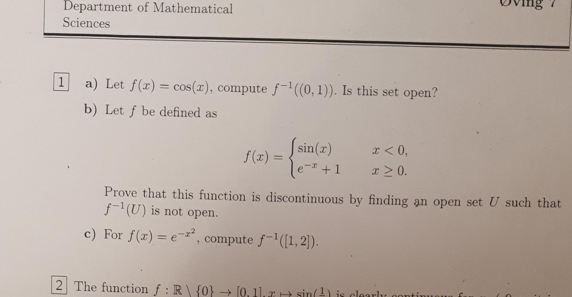 Solved A Let F X Cos X Compute F1 0 1 Is This Set Chegg