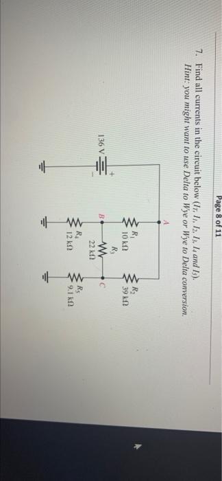 Solved Page 8 Of 11 7 Find All Currents In The Circuit Chegg