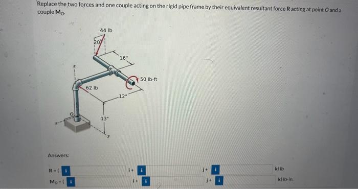 Solved Replace The Two Forces And One Couple Acting On The Chegg