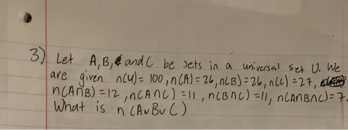 Solved Let A B And C Be Sets In A Universal Set U We Chegg