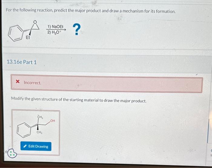 Solved For The Following Reaction Predict The Major Product Chegg