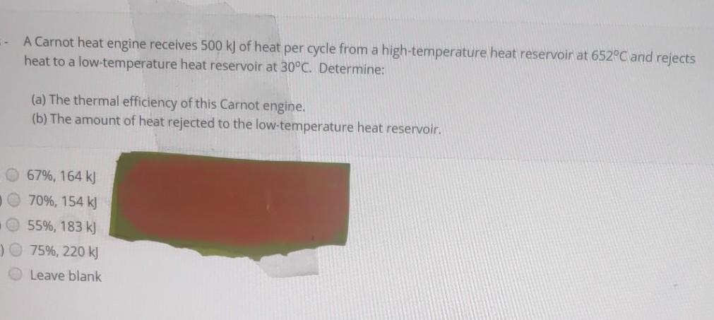 Solved A Carnot Heat Engine Receives 500 KJ Of Heat Per Chegg