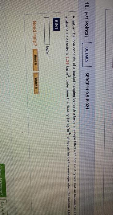 Solved Points DETAILS SERCP P A Hot Air Chegg