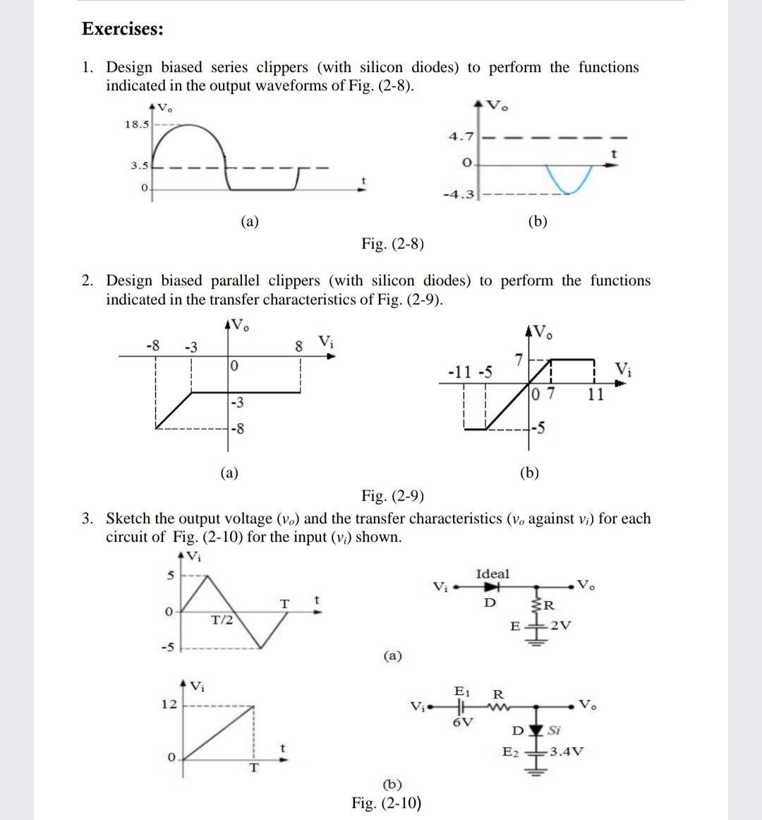 Solved Exercises 1 Design Biased Series Clippers With Chegg