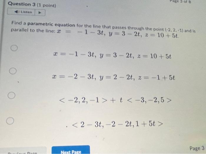 Solved Find A Parametric Equation For The Line That Passes Chegg