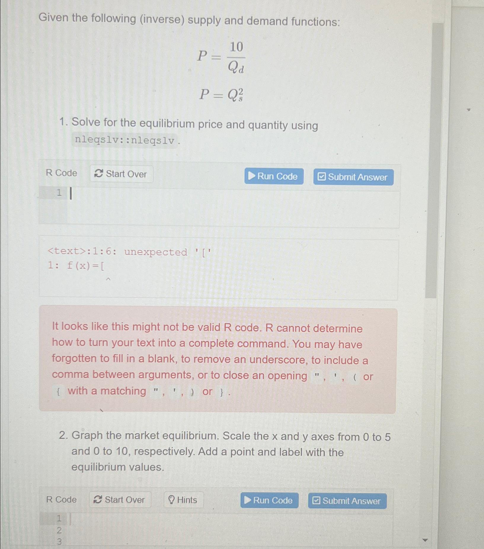 Solved Given The Following Inverse Supply And Demand Chegg