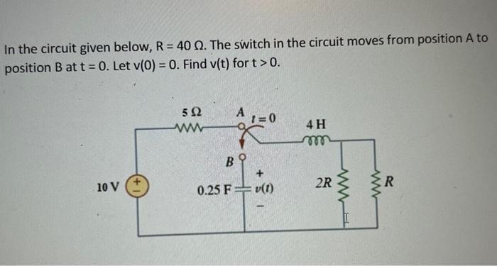 Solved In the circuit given below R 40Ω The switch in the Chegg