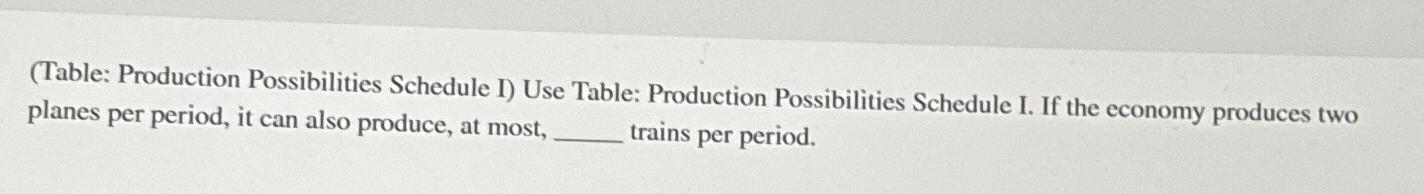 Solved Table Production Possibilities Schedule I Use Chegg