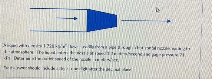 Solved A Liquid With Density Kg M Flows Steadily From Chegg