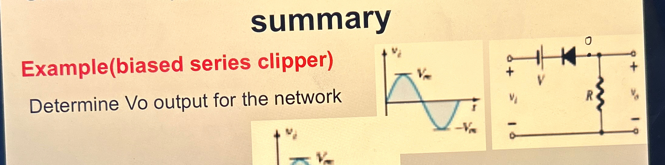 Solved Summaryexample Biased Series Clipper Determine Vo Chegg