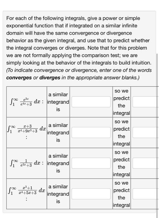 Solved For Each Of The Following Integrals Give A Power Or Chegg