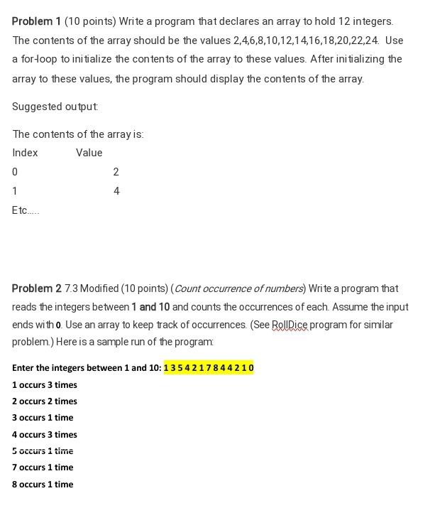 Solved Problem 1 10 Points Write A Program That Declares Chegg