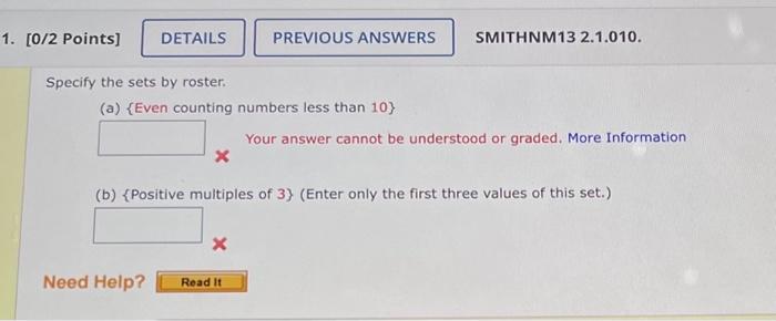 Solved Specify The Sets By Roster A Even Counting Chegg