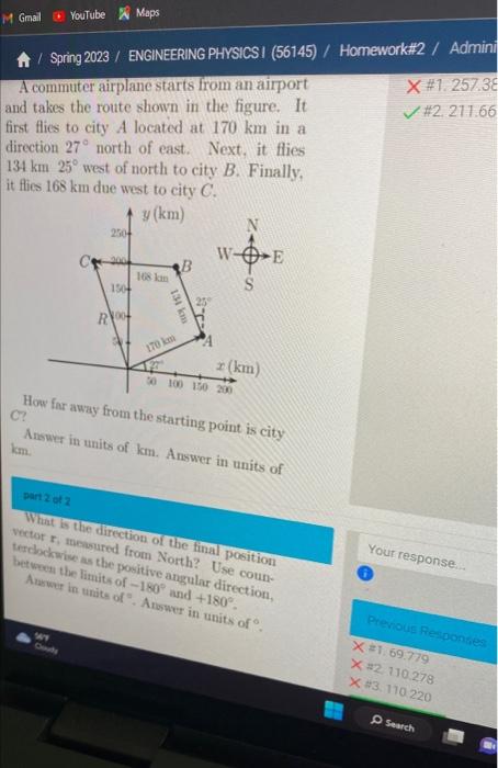 Solved A Commuter Airplane Starts From An Airport And Takes Chegg