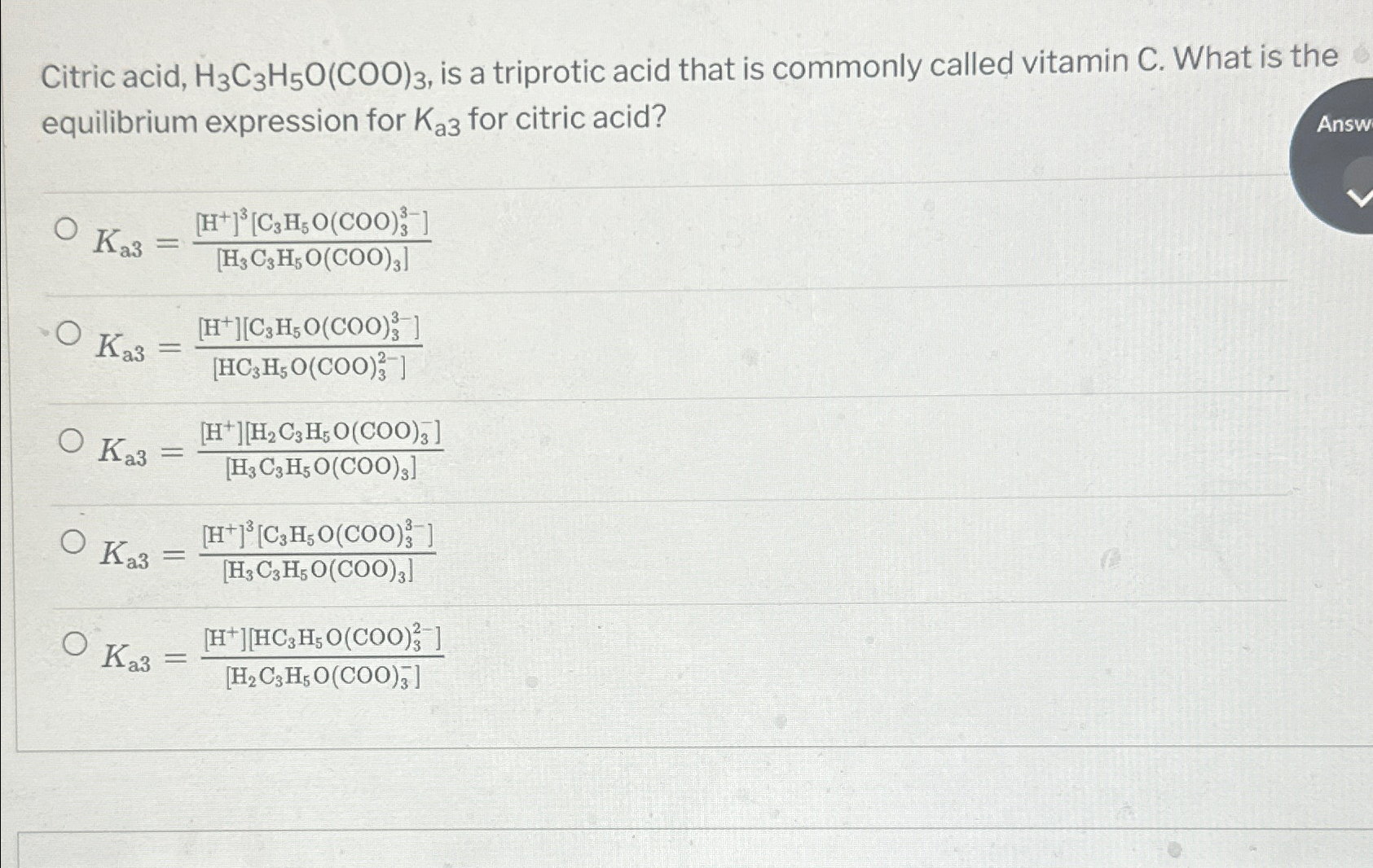 Solved Citric Acid H3C3H5O COO 3 Is A Triprotic Acid Chegg