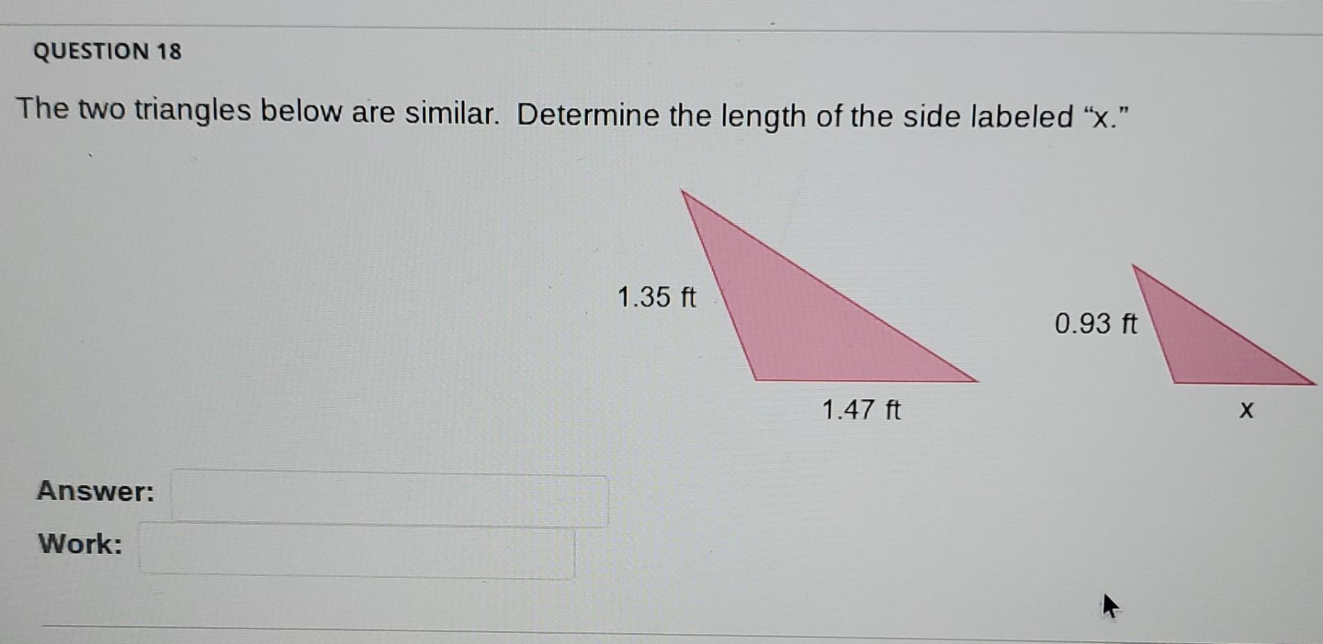 Solved Question The Two Triangles Below Are Similar Chegg