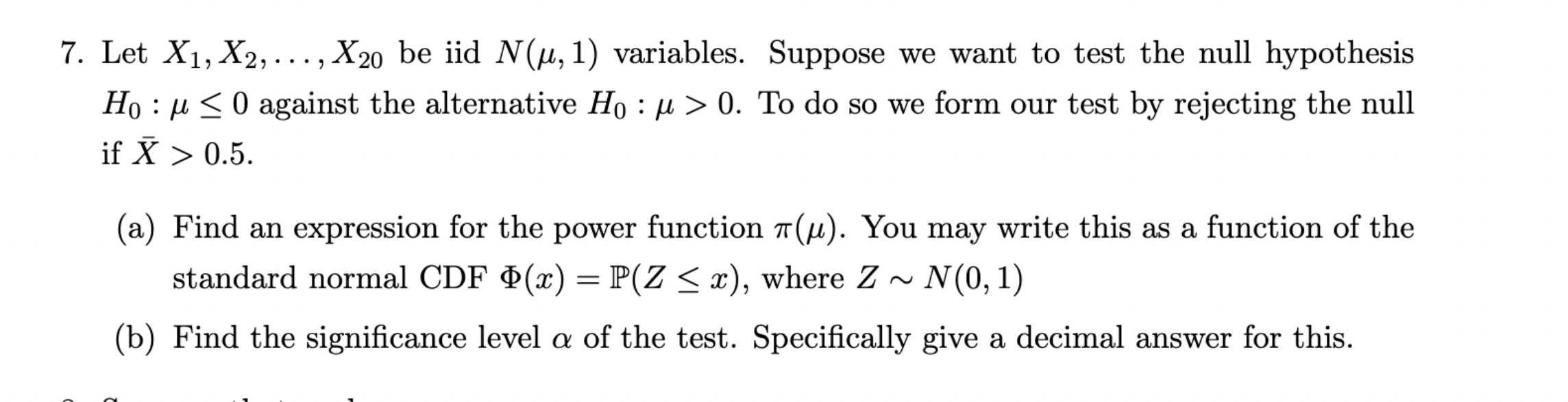 Let x1 x2 dots x20 be iid N μ 1 variables Suppose Chegg