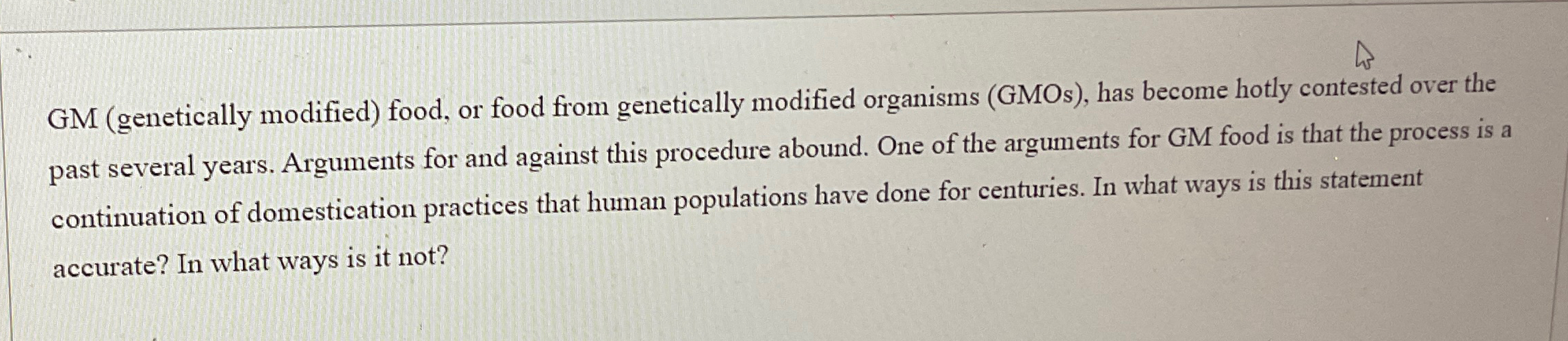 Solved GM Genetically Modified Food Or Food From Chegg