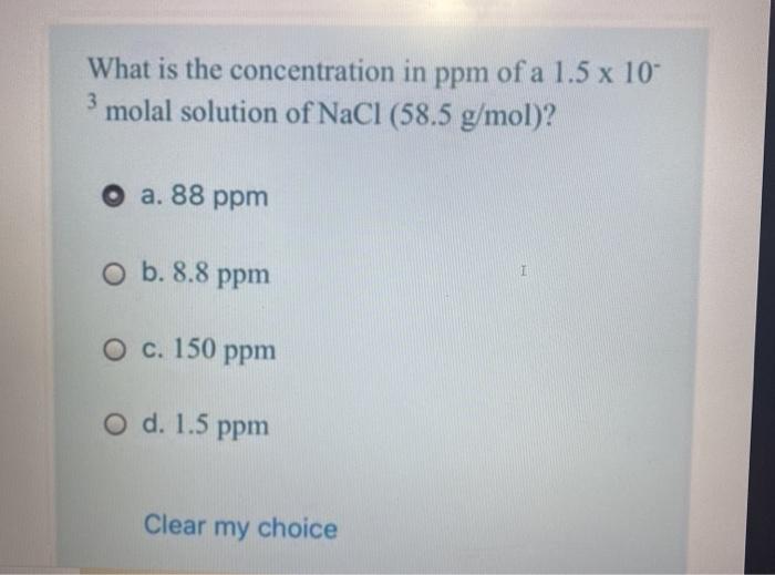 Solved What Is The Concentration In Ppm Of A X Molal Chegg