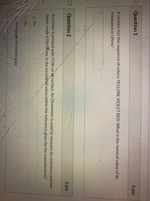 Solved Question 1 5 Pts A Resistor Has This Sequence Of Chegg