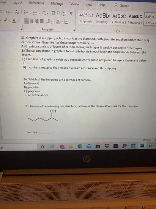 Solved Sign Layout References Mailings Review View Help O Chegg