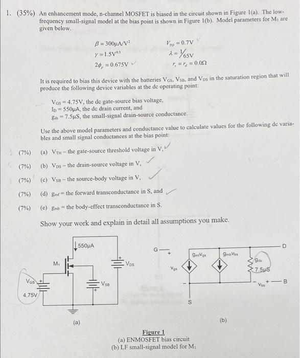 Solved An Enhancement Mode N Channel Mosfet Is Chegg