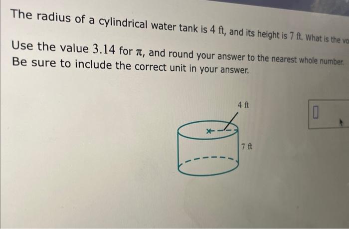 Solved The Radius Of A Cylindrical Water Tank Is 4ft And Chegg