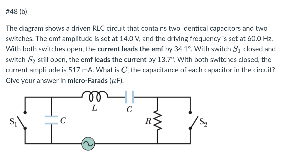 Solved B The Diagram Shows A Driven Rlc Circuit That Chegg