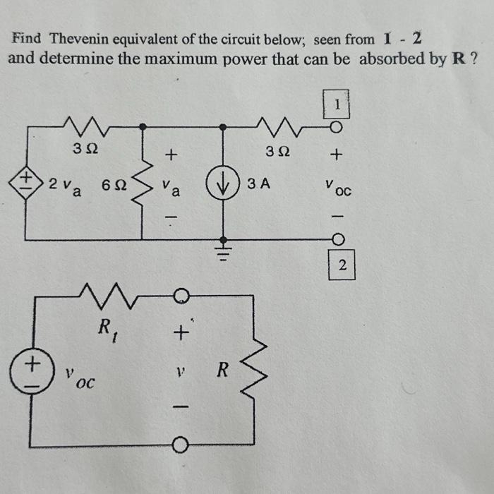 Solved Find Thevenin Equivalent Of The Circuit Below Seen Chegg