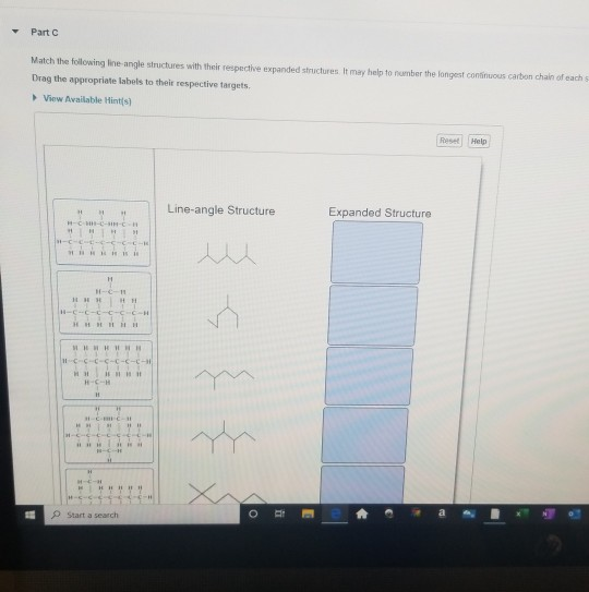 Solved Part Match The Following Line Angle Structures With Chegg