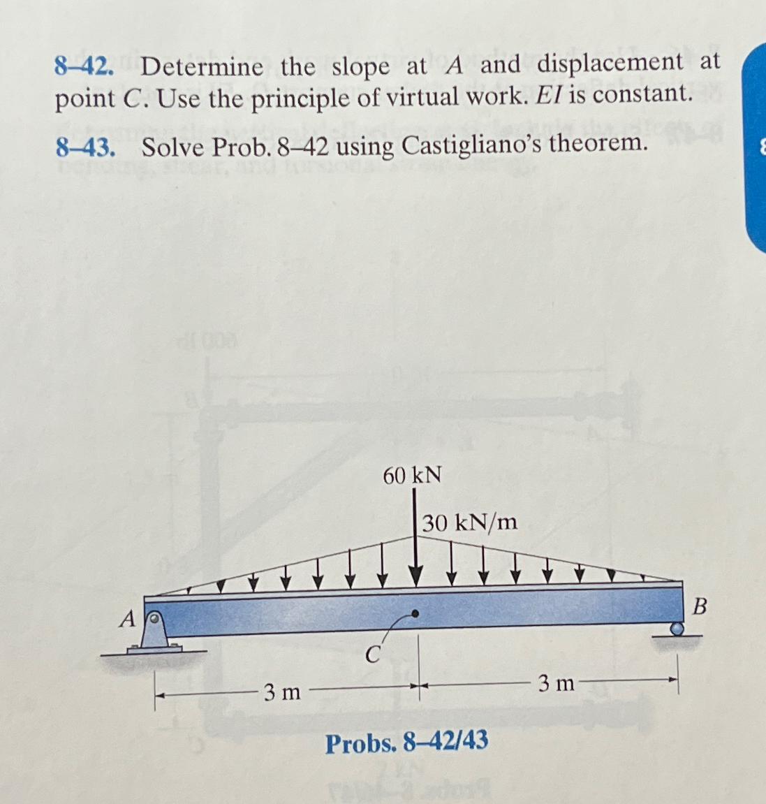 8 42 Determine The Slope At A And Displacement At Chegg