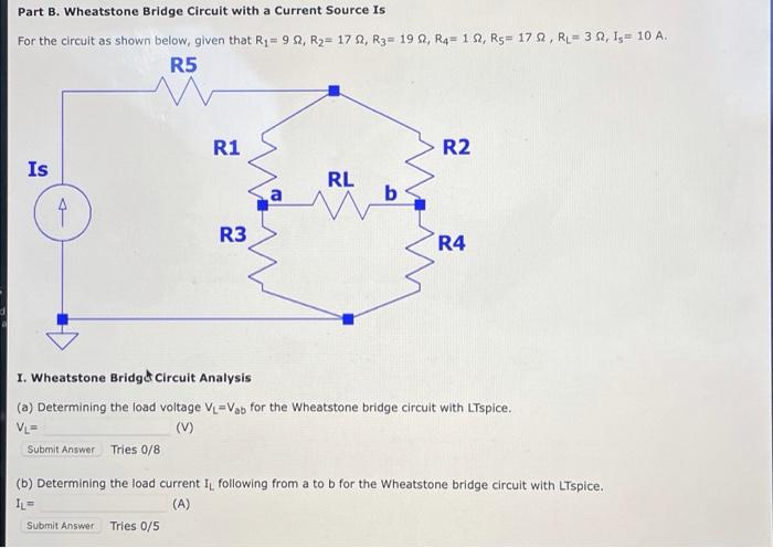 Solved Part B Wheatstone Bridge Circuit With A Current Chegg