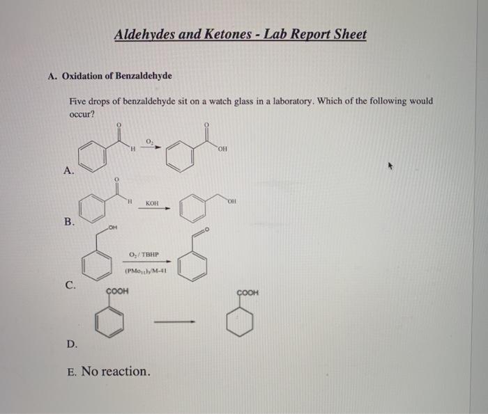 Solved Aldehydes And Ketones Lab Report Sheet A Oxidation Chegg