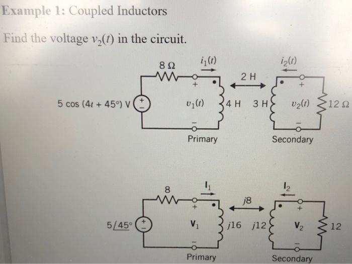 Solved Example Coupled Inductors Find The Voltage V T Chegg