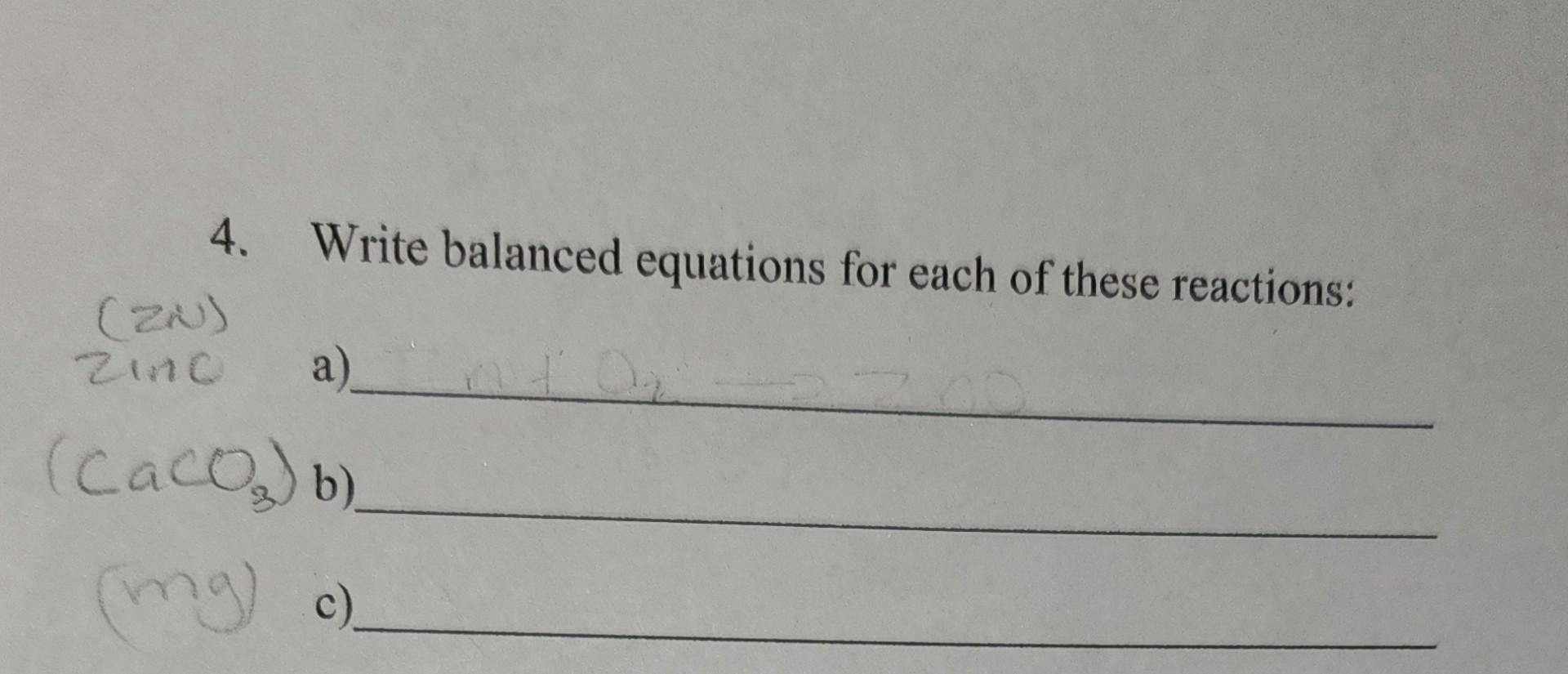 Solved Write Balanced Equations For Each Of These Chegg