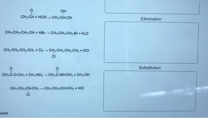 Solved Classify Each Of The Following Organic Reactions Chegg