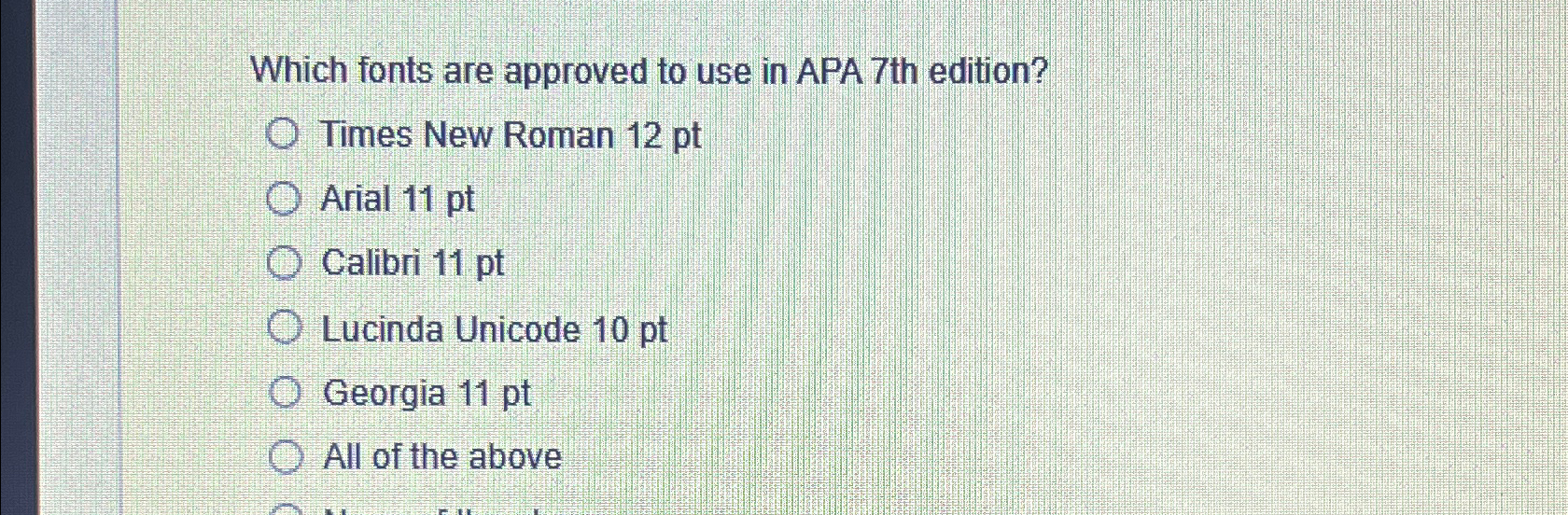 Solved Which Fonts Are Approved To Use In Apa Th Chegg