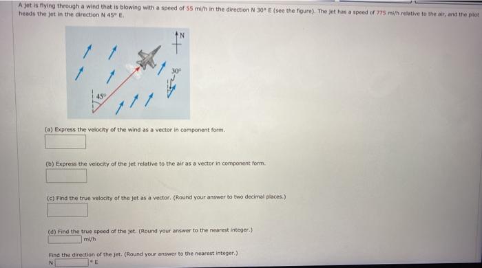 Solved Ajet Is Flying Through A Wind That Is Blowing With A Chegg