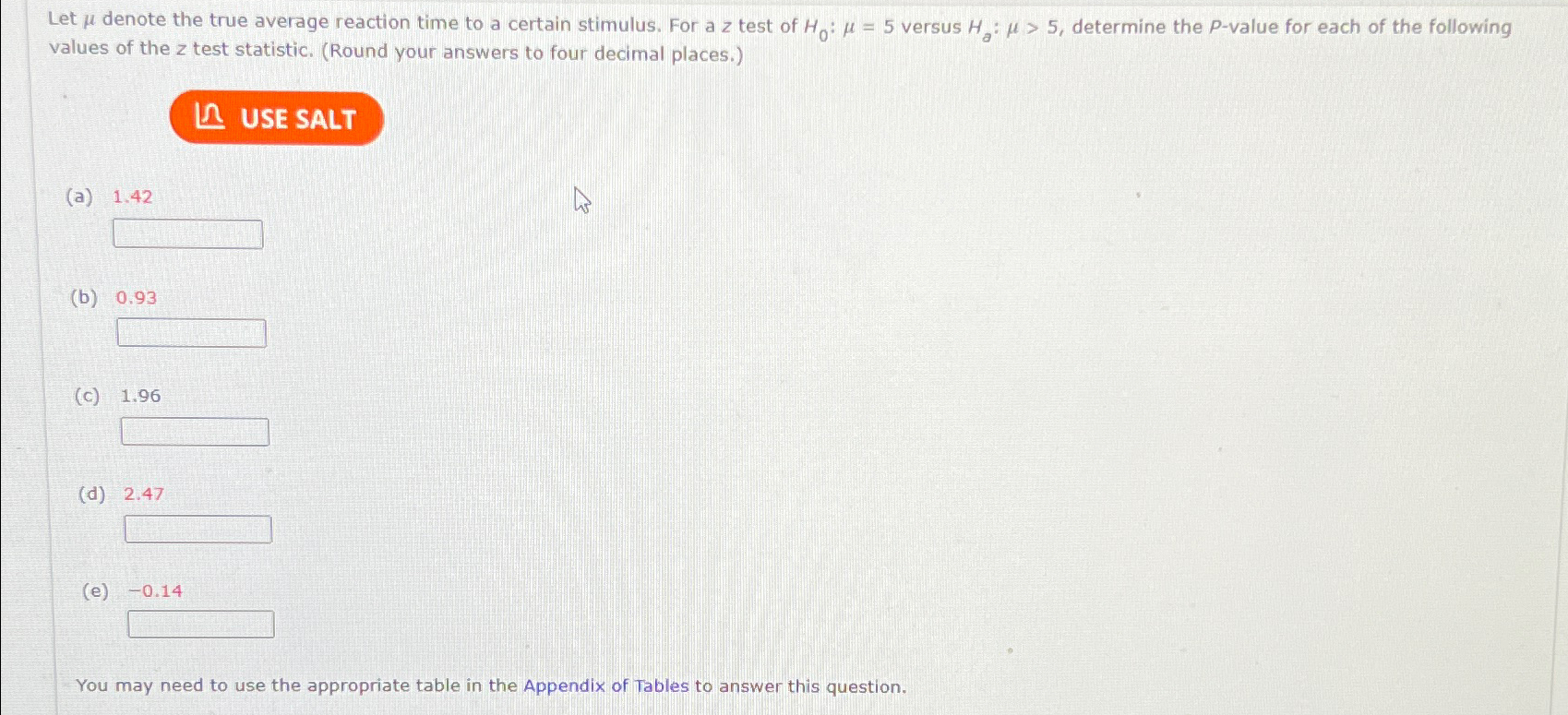 Solved Let μ denote the true average reaction time to a Chegg