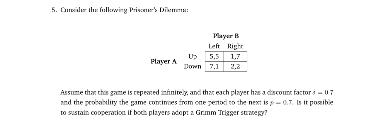 Solved Consider The Following Prisoner S Chegg