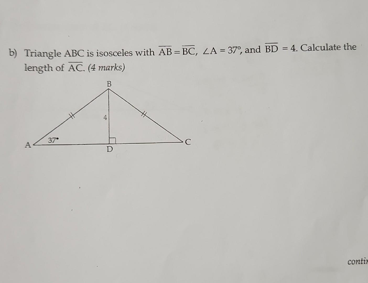 Solved B Triangle ABC Is Isosceles With AB BC A 37 And Chegg