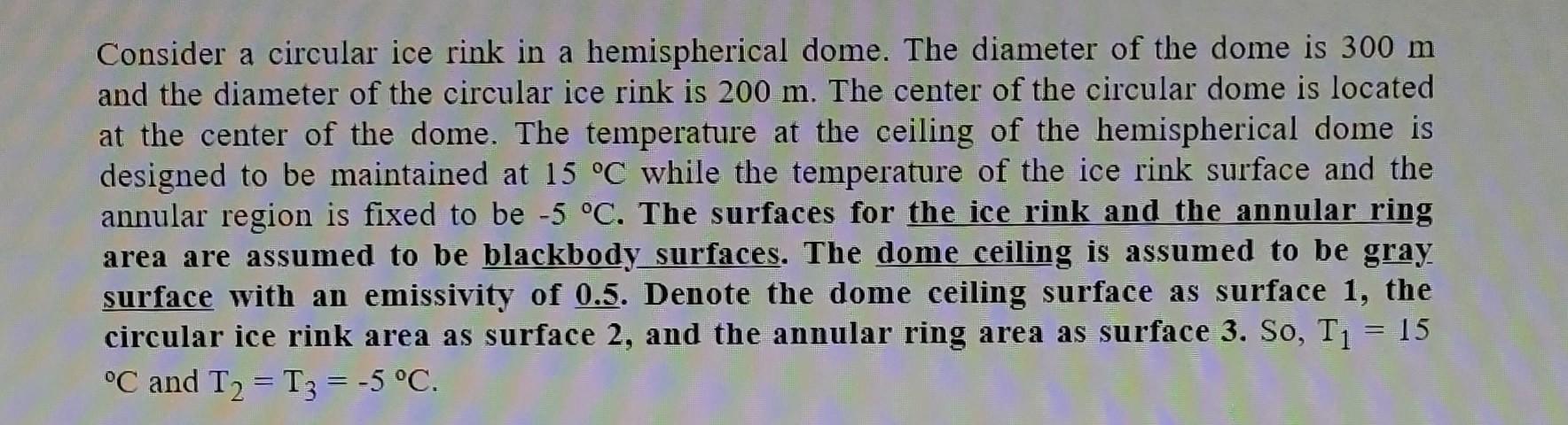 Solved Consider A Circular Ice Rink In A Hemispherical Dome Chegg